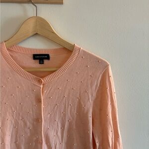 Lord & Taylor Light Coral Textured Cardigan